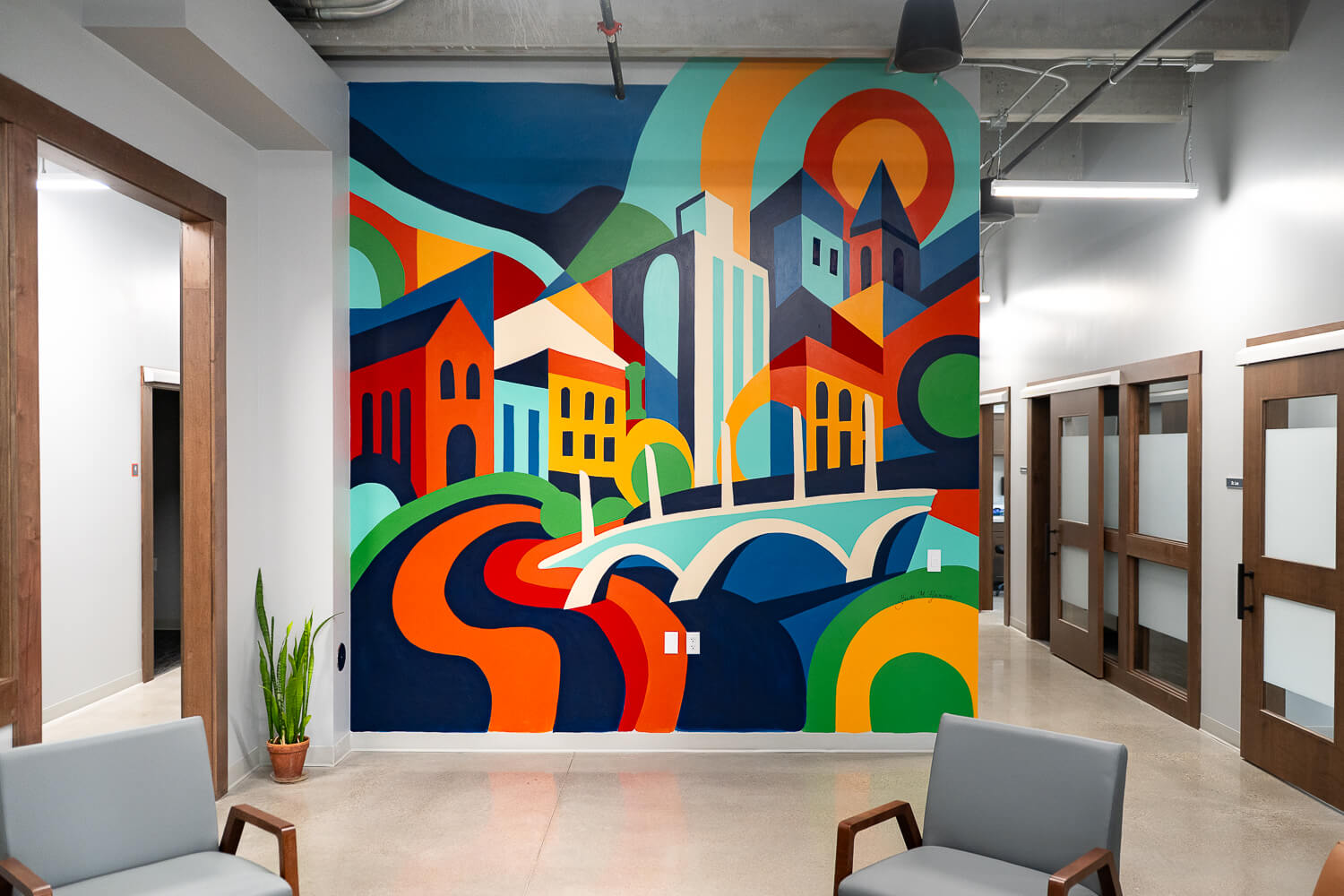 Brightly Colored Buildings Mural