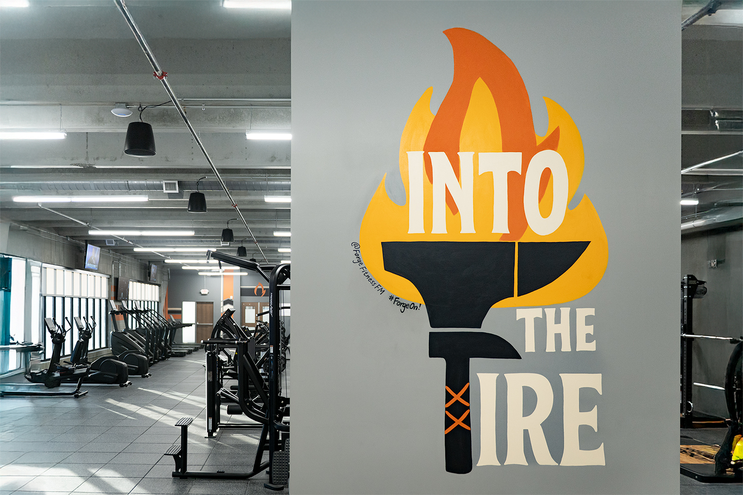 Fitness mural that reads