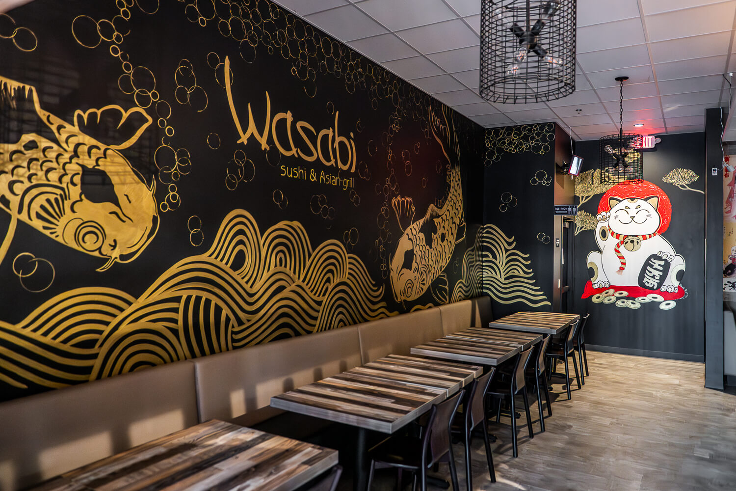 Happy cat Mural at Wasabi Sushi & Asian Grill